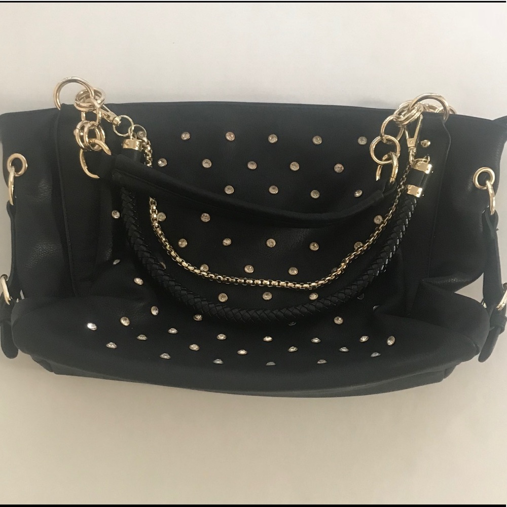 Black & gold rhinestone Satchel